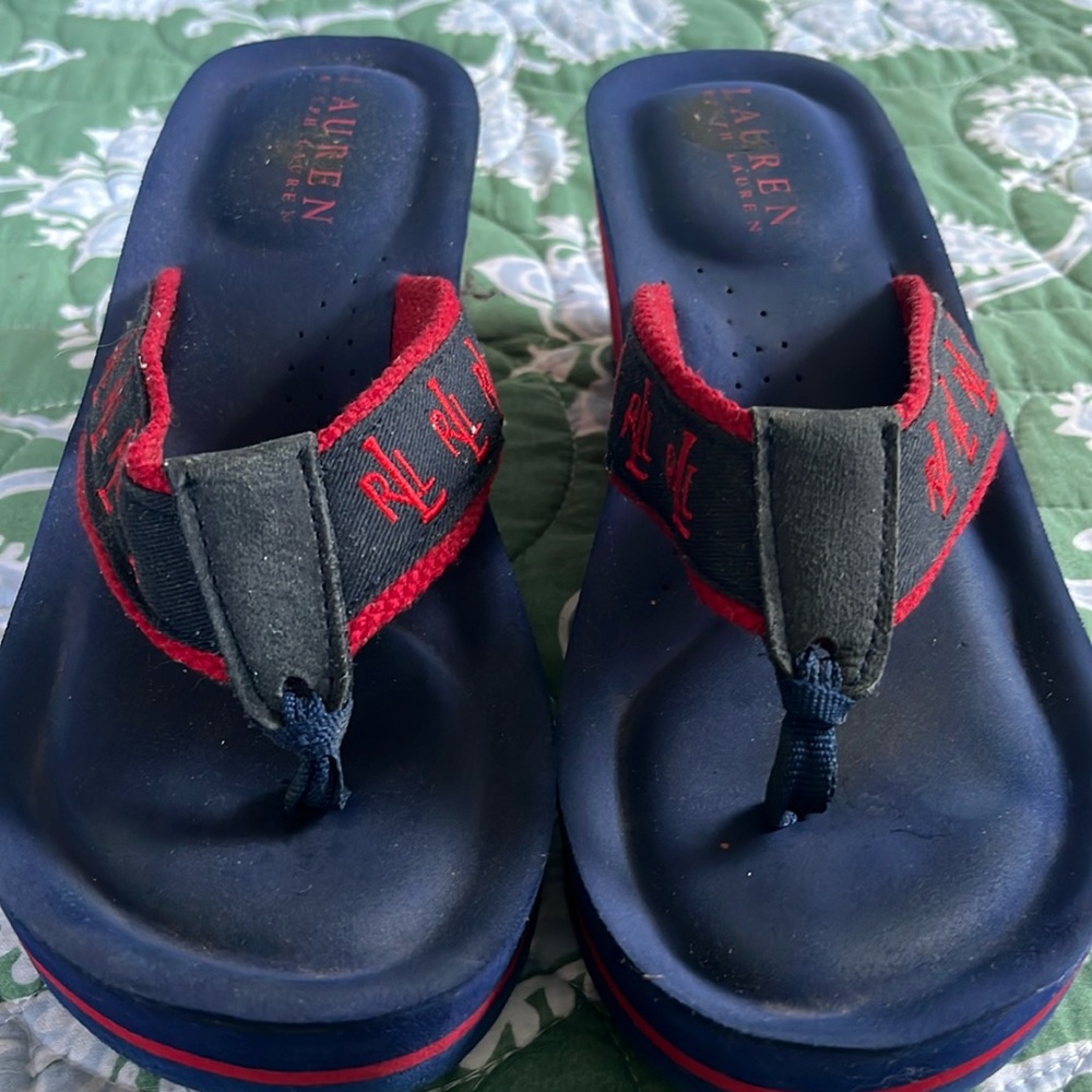 Ralph Lauren foam wedges size 8 or 8.5 red and blue